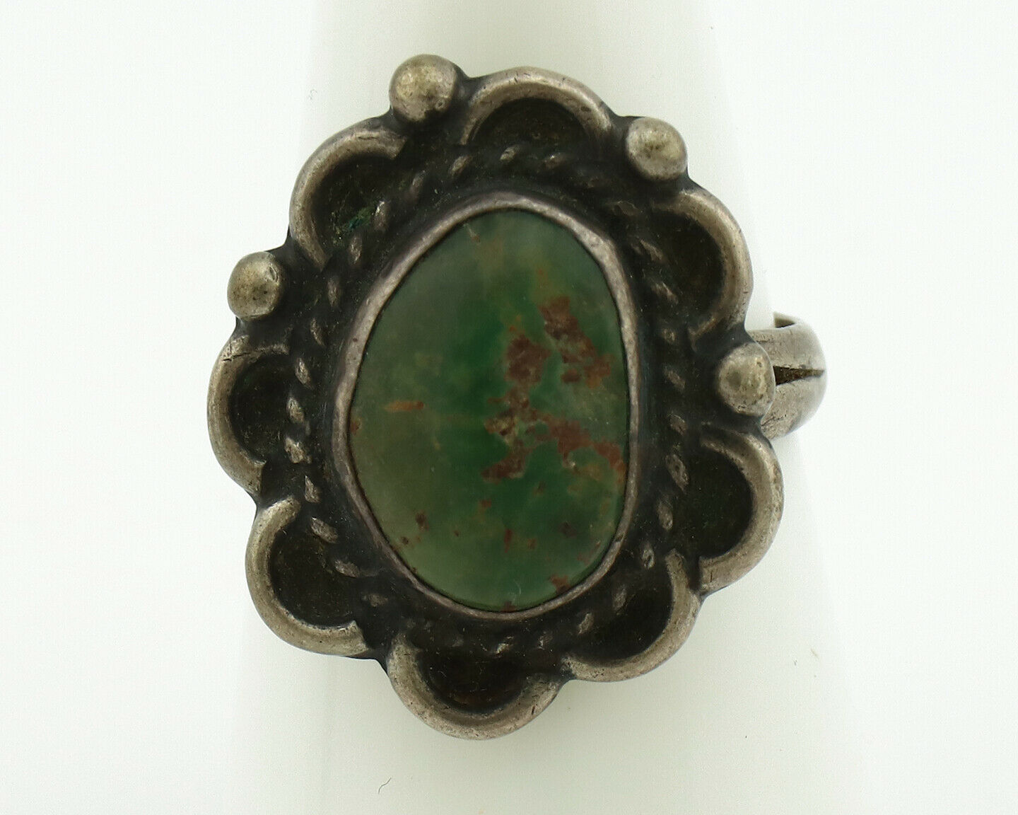 Navajo Ring .925 Silver Natural Turquoise Native American Artist C.80's
