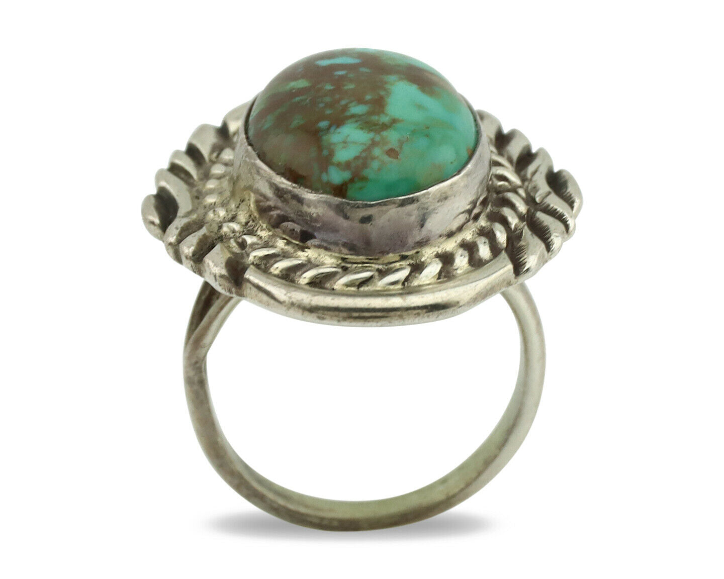 Navajo Ring .925 Silver Kingman Turquoise Signed Billy Eagle C.1980's