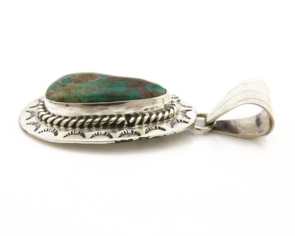 Navajo Pendant .925 Silver Royston Turquoise Signed Artist BC C.80's