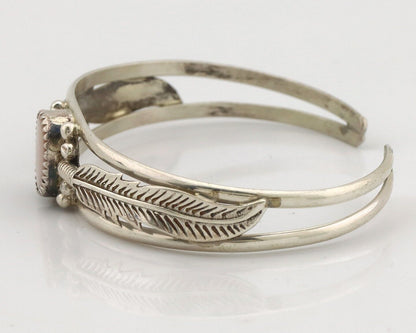 Navajo Bracelet 925 Silver Natural Pink Mussel Native American Signed Begay C80s