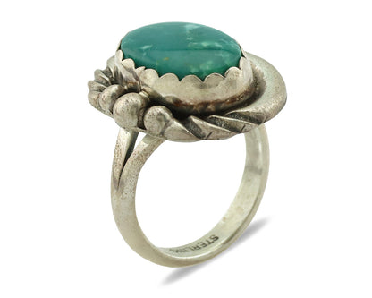 Navajo Ring .925 Silver Natural Aqua Turquoise Native American Artist C.1980's