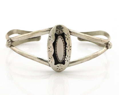 Women's Navajo Bracelet 925 Silver Pink Mussel Native American Artist Signed IJC