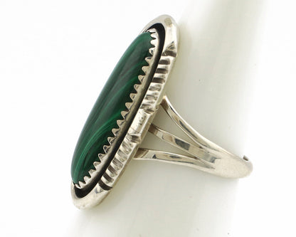 Navajo Ring 925 Silver Natural Malachite Artist Signed William Denetdale C.80's
