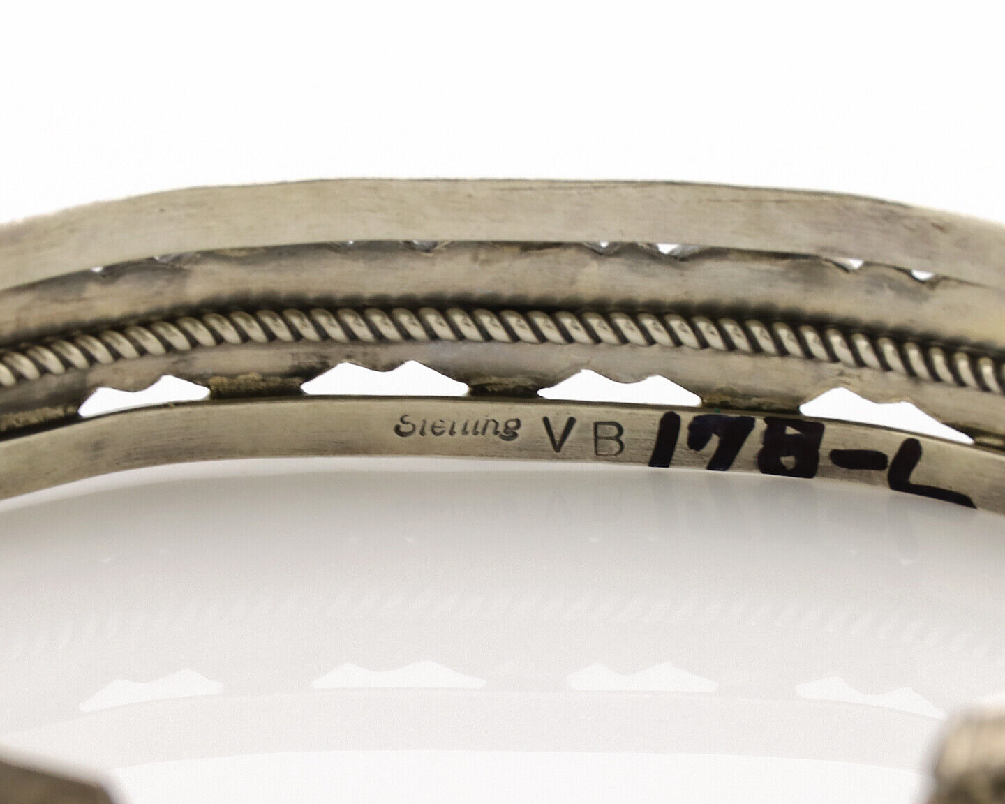 Navajo Bracelet .925 Silver Natural Blue Southwest Turquoise Signed UB C.80's