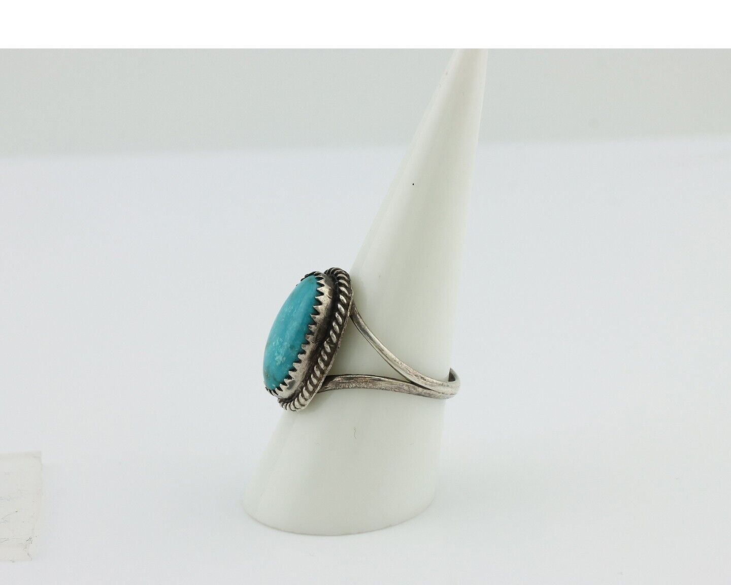 Navajo Handmade Ring 925 Silver Kingman Turquoise Artist Signed MC C.80's