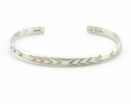 Navajo Bracelet .925 Silver Hand Stamped Arrow Head Artist I Montoya C.80's