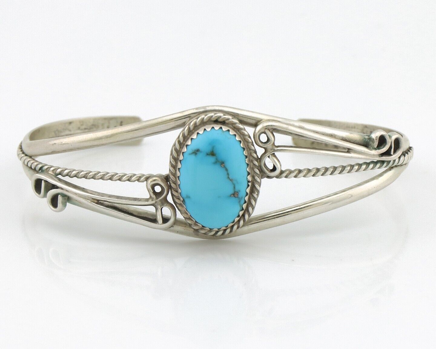 Navajo Bracelet 925 Silver Natural Blue Turquoise Native American Artist C.80's