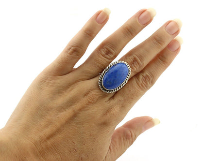 Navajo Ring 925 Silver Natural Lapis Artist Signed Wilbur Musket Jr C.80's