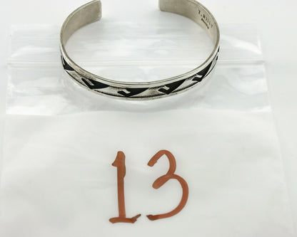 Navajo Bracelet .925 Silver Handmade Overlay Style Signed Tommy Billy Cuff C80s
