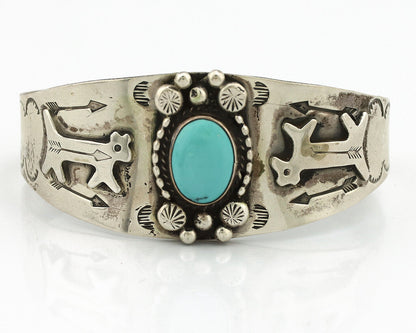 Women's Navajo .925 Silver Natural Turquoise Artist Signed GR C.80's