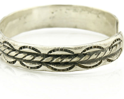 Navajo Bracelet .925 Silver Handmade Hand Stamped Signed Artist C Montoya C.80s