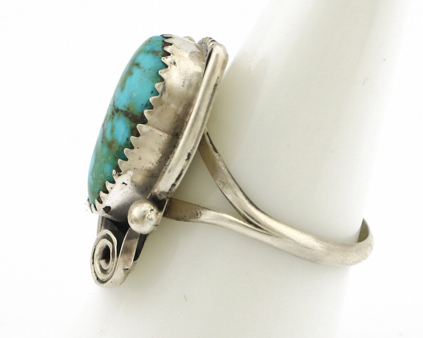Navajo Ring 925 Silver Turquoise Mtn Turquoise Artist Signed Morris C.80's