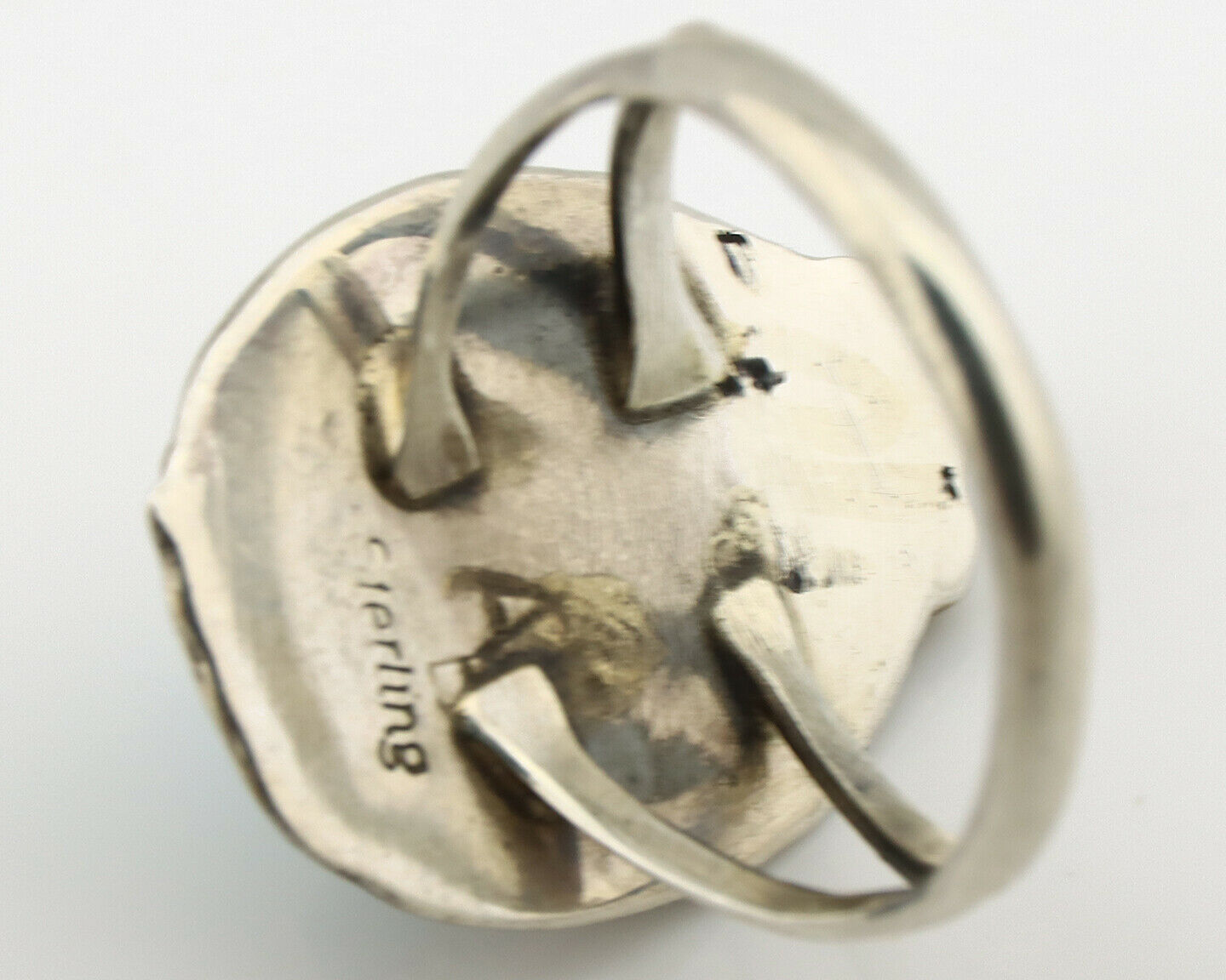Navajo Ring .925 Silver Kingman Turquoise Artist Signed A C.1980's