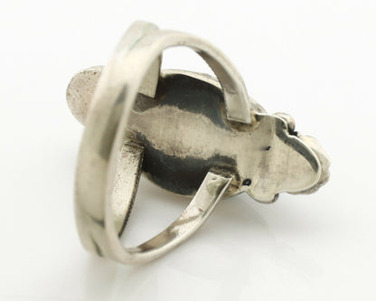 Navajo Ring .925 Silver Blue Diamond Turquoise Native American Artist C.1980's