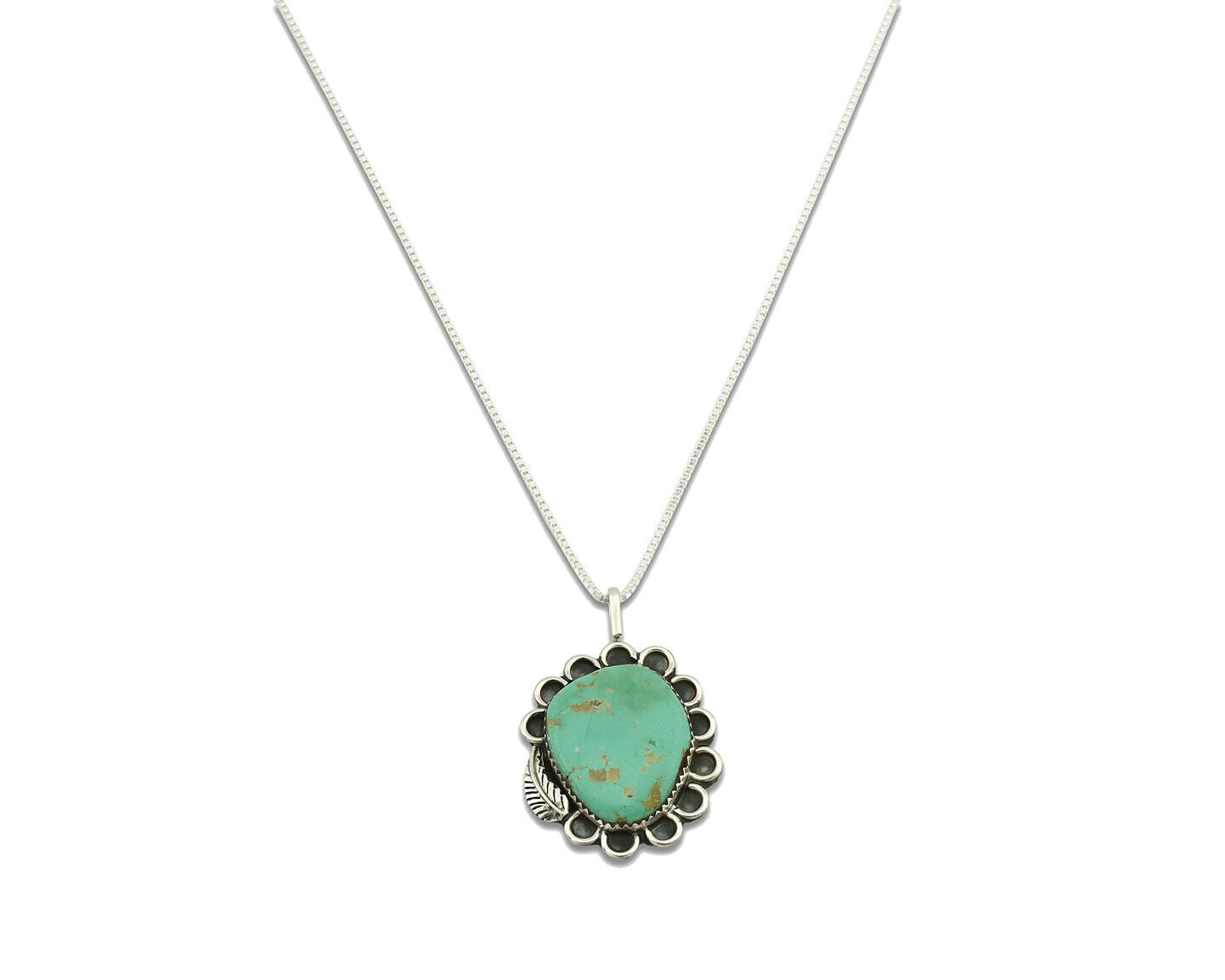 Navajo Necklace .925 Silver Kingman Turquoise Native Artist C.1980's