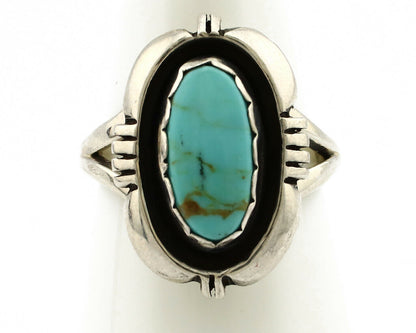 Navajo Ring .925 Silver Kingman Turquoise Handmade Native American Artist C.80's