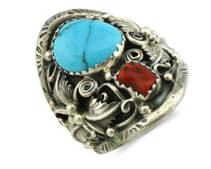 Navajo Ring .925 Silver Natural Blue Turquoise Native American Artist C.80's