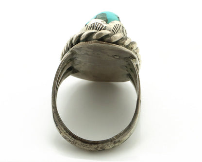 Navajo Ring 925 Silver Castle Dome Turquoise Native American Artist C.1980's