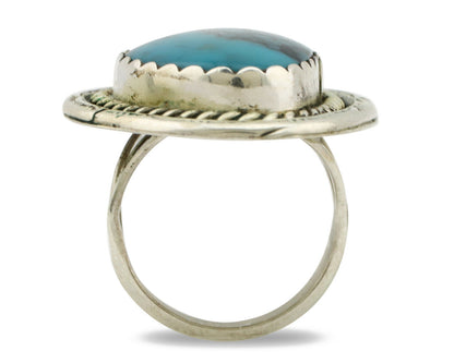 Navajo Ring .925 Silver Blue Spiderweb Turquoise Native American C.80's