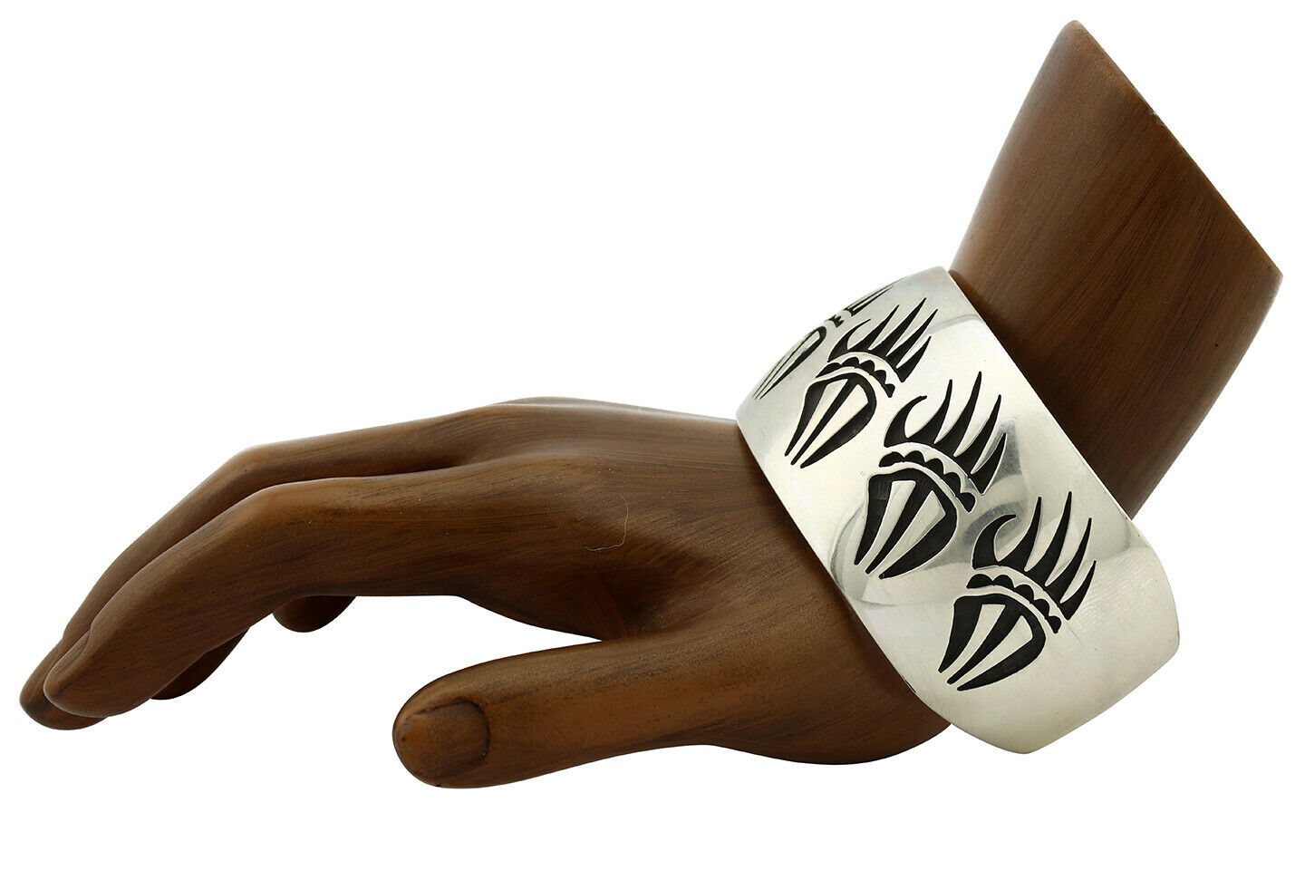 Navajo Bracelet .925 Silver Overlay Bagger Paw Signed Artist Floyd Namingha C90s