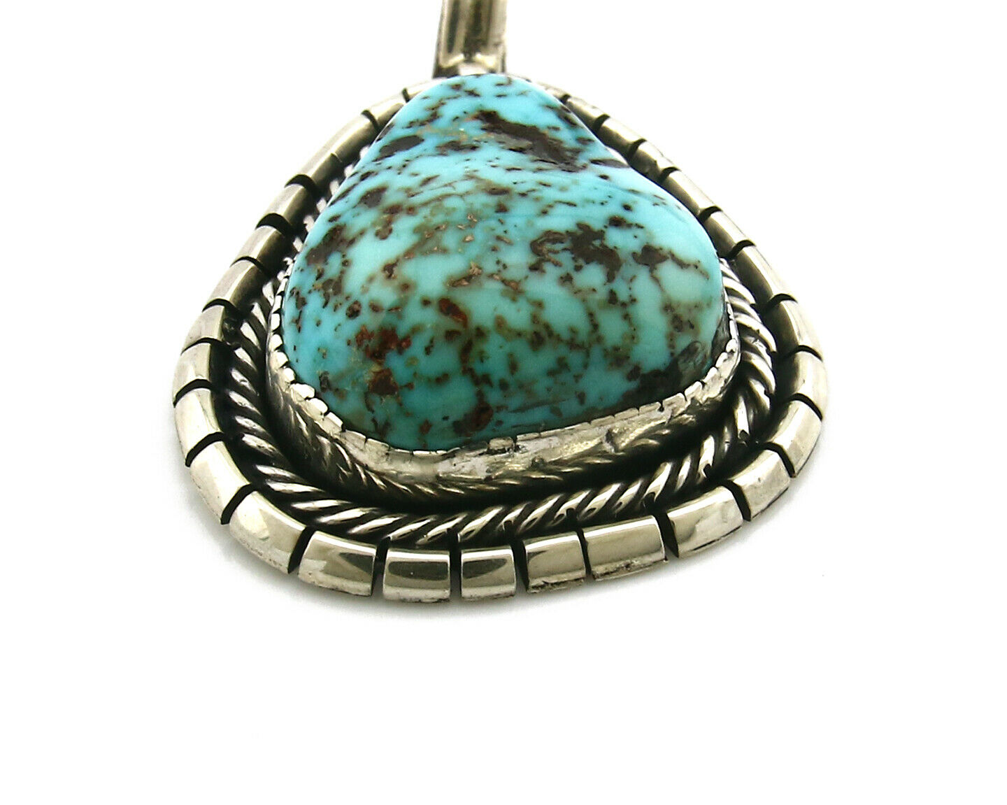 Navajo Pendant .925 Silver Kingman Turquoise Signed Artist Yazzie C.80's