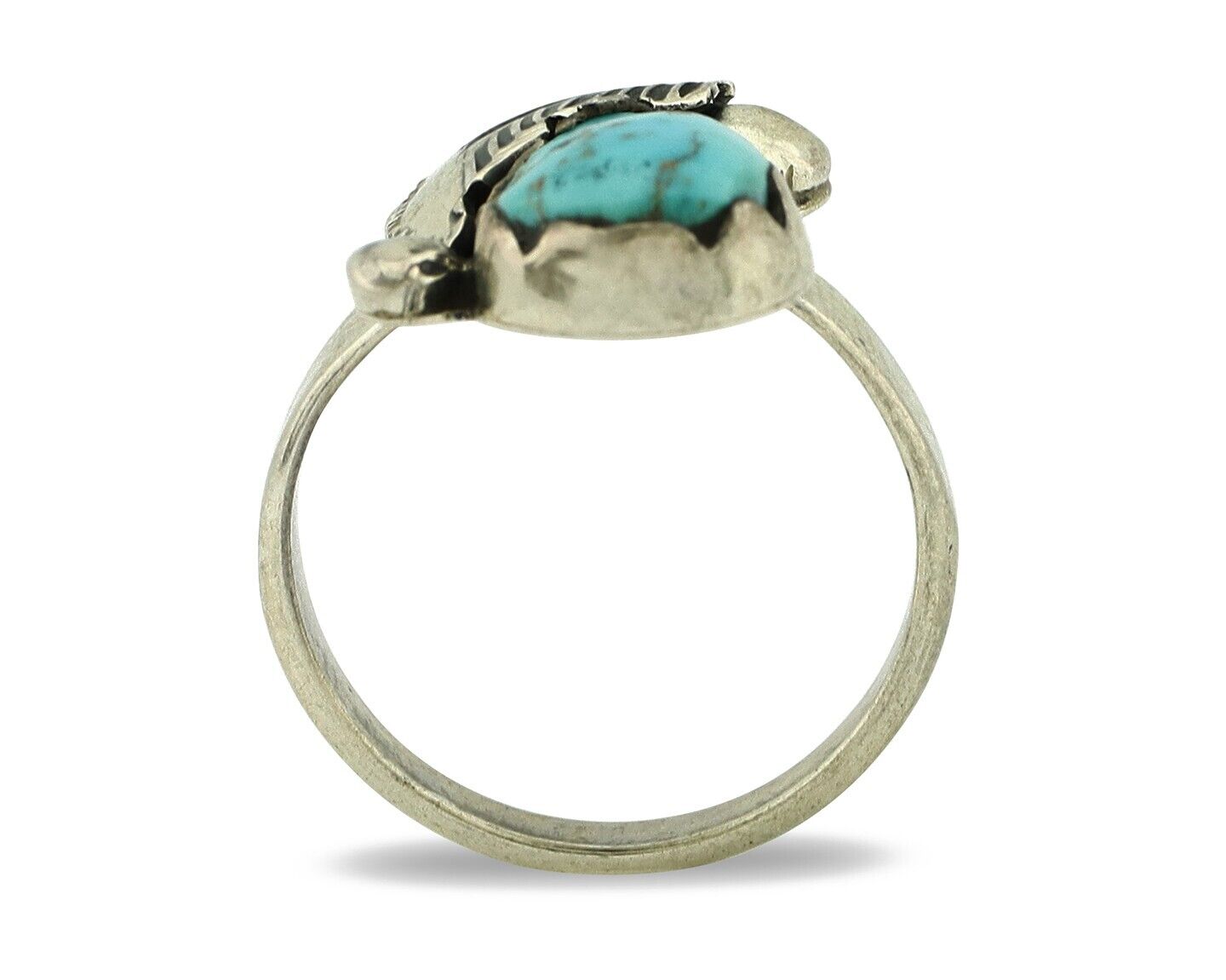 Zuni Ring 925 Silver Natural Blue Gem Turquoise Artist Signed Simplicio C.80's