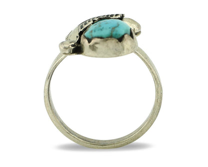 Zuni Ring 925 Silver Natural Blue Gem Turquoise Artist Signed Simplicio C.80's