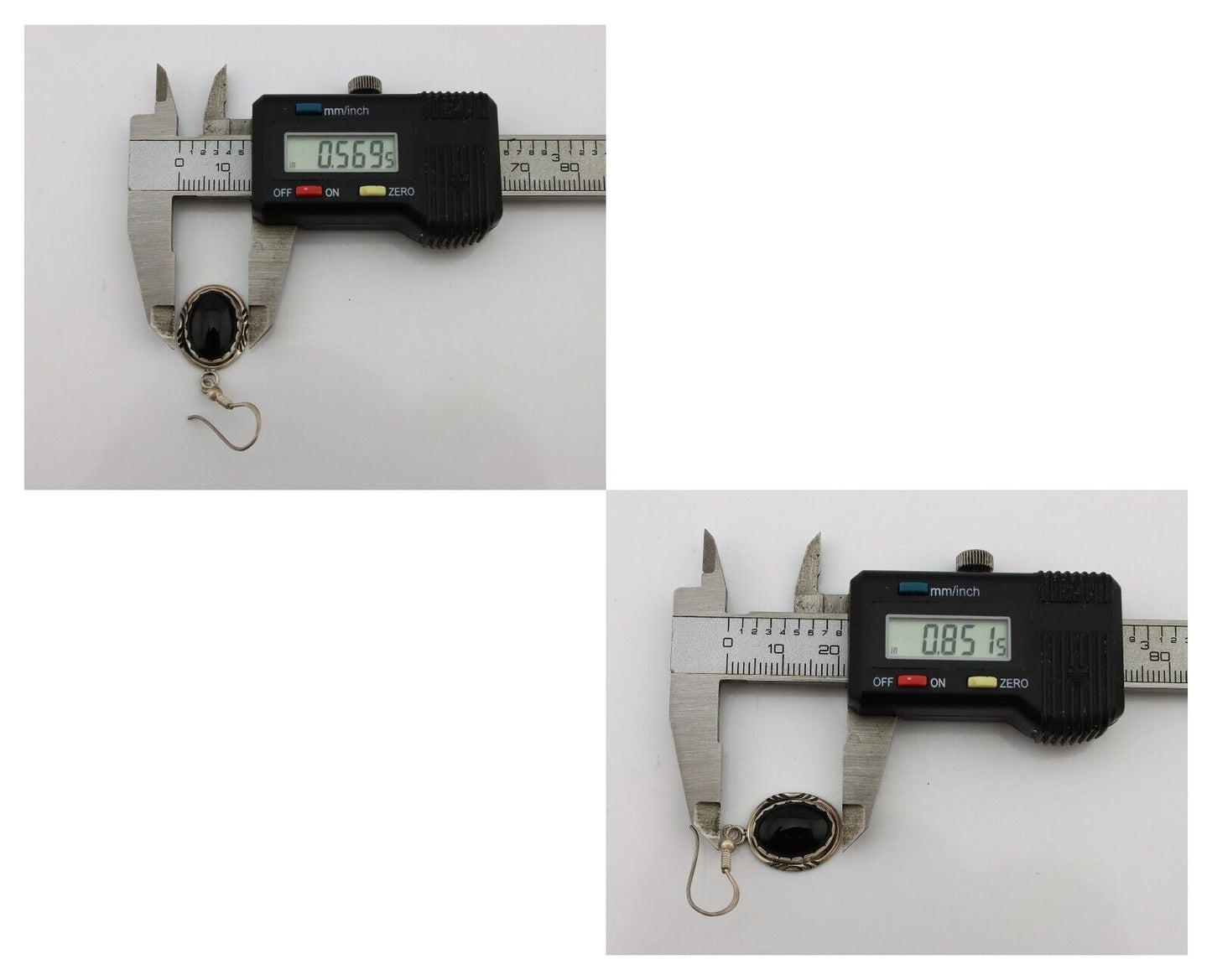 Navajo Earrings 925 Silver Natural Black Onyx Artist Signed T C.80's