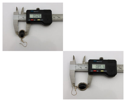 Navajo Earrings 925 Silver Natural Black Onyx Artist Signed T C.80's