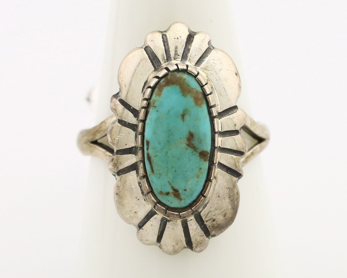 Navajo Ring 925 Silver Natural Blue Turquoise Artist Signed M Montoya C.80's