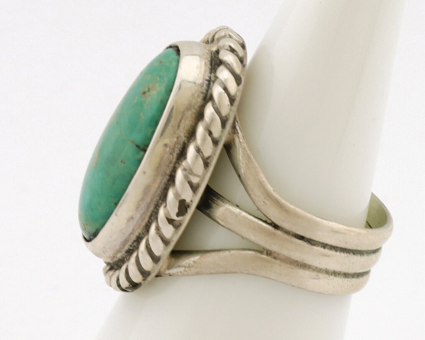 Navajo Ring .925 Silver Natural Kingman Turquoise Native American Artist C.1980s