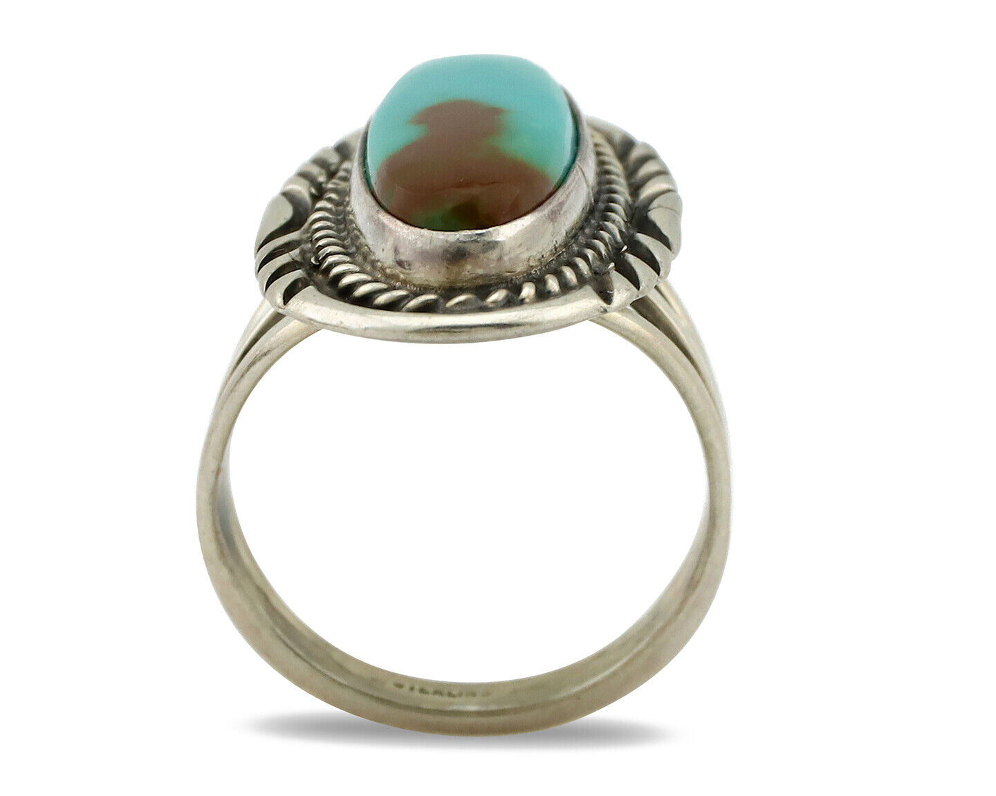 Navajo Ring 925 Silver Blue Turquoise Artist Signed M Begay C.80's