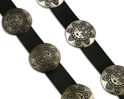 Women's Navajo Concho Belt Hand Stamped .925 Silver C.80's