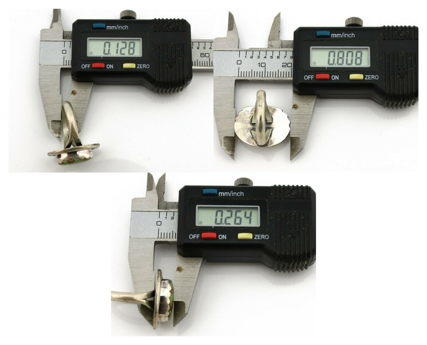 Navajo Ring .925 Silver Kingman Turquoise Native American Artist C.1980's