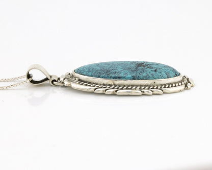 Navajo Necklace 925 Silver Blue Spiderweb Turquoise Native Artist Signed C.80's