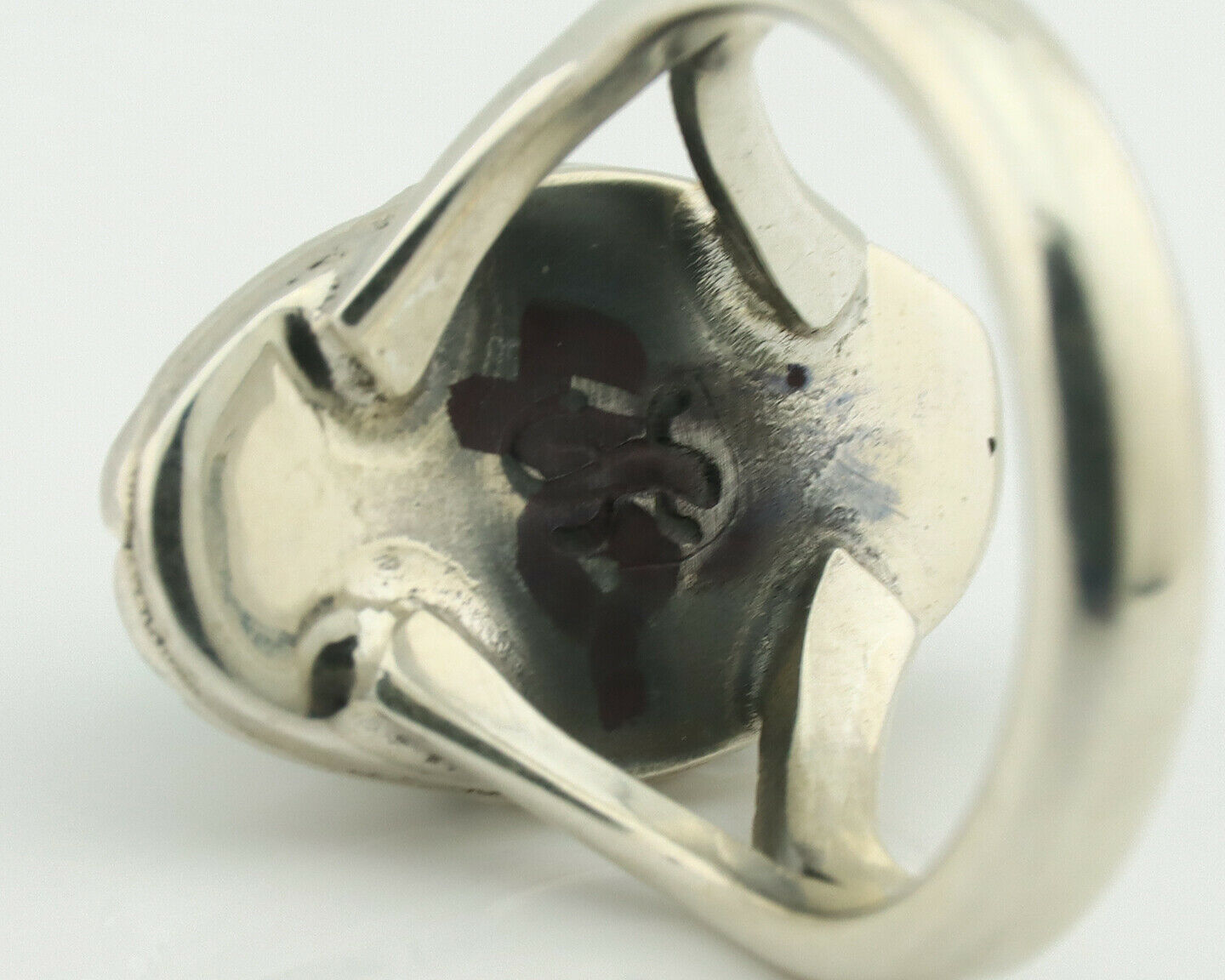 Navajo Ring .925 Silver Natural Mined Turquoise Artist Signed Gecko C.80's