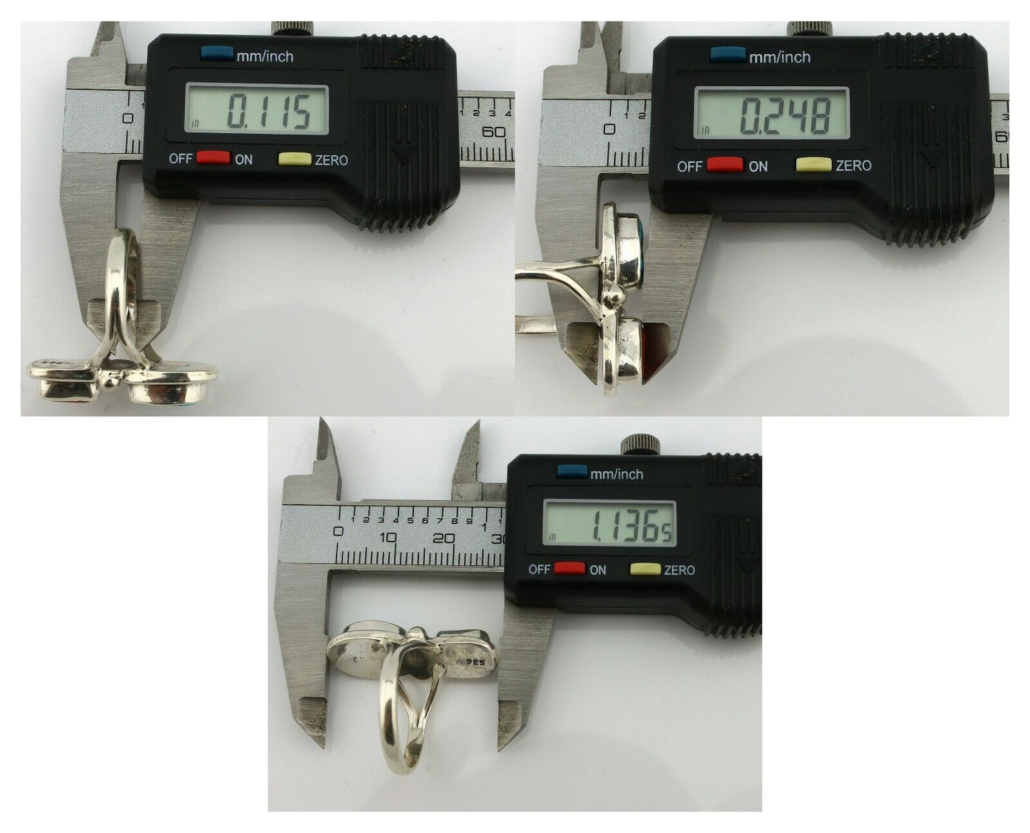 Navajo Ring .925 Silver Blue Turquoise & Red Coral Native American Artist C.80's