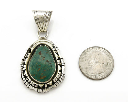 Navajo Pendant .925 Silver Kingman Turquoise Signed Artist FT C.80's