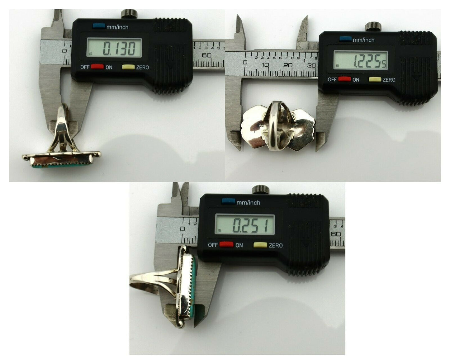 Navajo Ring .925 Silver Natural Aqua Turquoise Artist Signed S C.80's