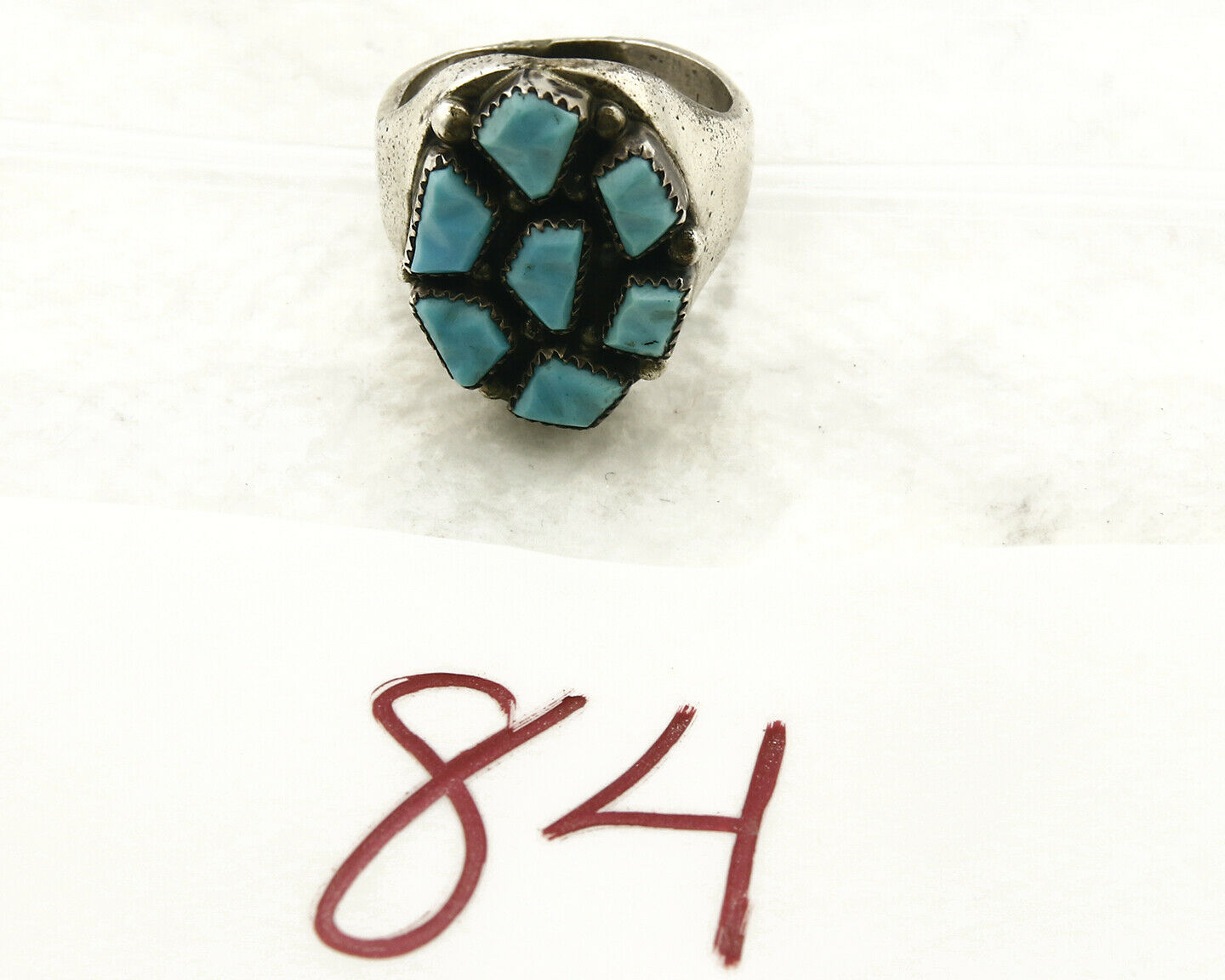 ZUNI Ring .925 SOLID Silver Sleeping Beauty Turquoise LEEKITY C.1980's