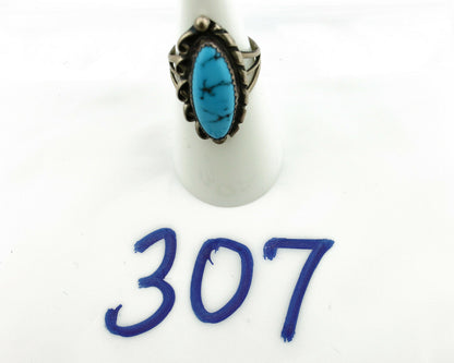 Navajo Ring .925 Silver Natural Blue Turquoise Artist Signed SC C.80's