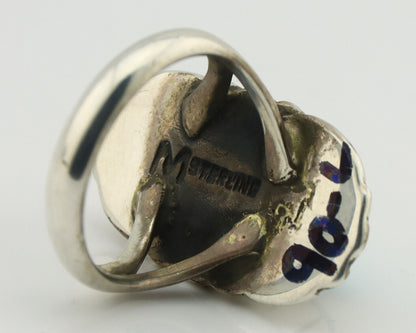 Navajo Ring 925 Silver Natural Blue Turquoise Artist Signed M Montoya C.80's