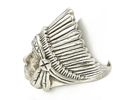 Navajo Indian War Chief Artist IT Ring .925 SOLID Sterling Silver C.80's Size 11