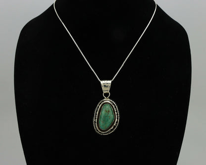 Navajo Pendant .925 Silver Aqua Turquoise Artist Signed FT C.80's