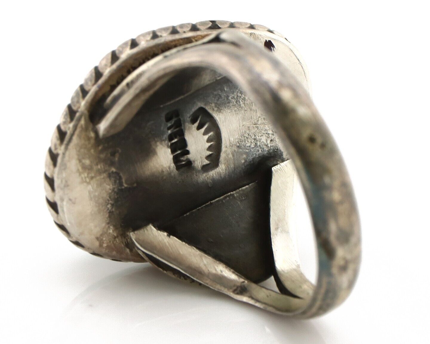 Navajo Handmade Ring 925 Silver Blue Turquoise Signed Native Artist C.80's