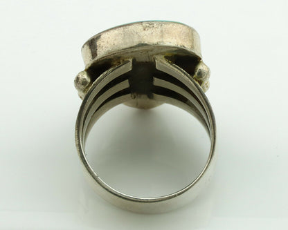 Navajo Ring .925 Silver Kingman Turquoise Artist Signed UT C.1980's