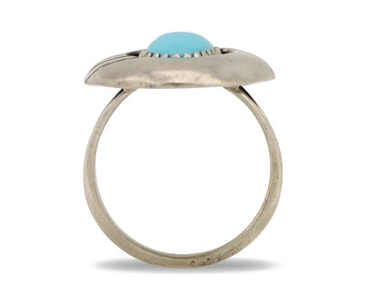 Navajo Ring 925 Silver Sleeping Beauty Turquoise Signed P C.80's