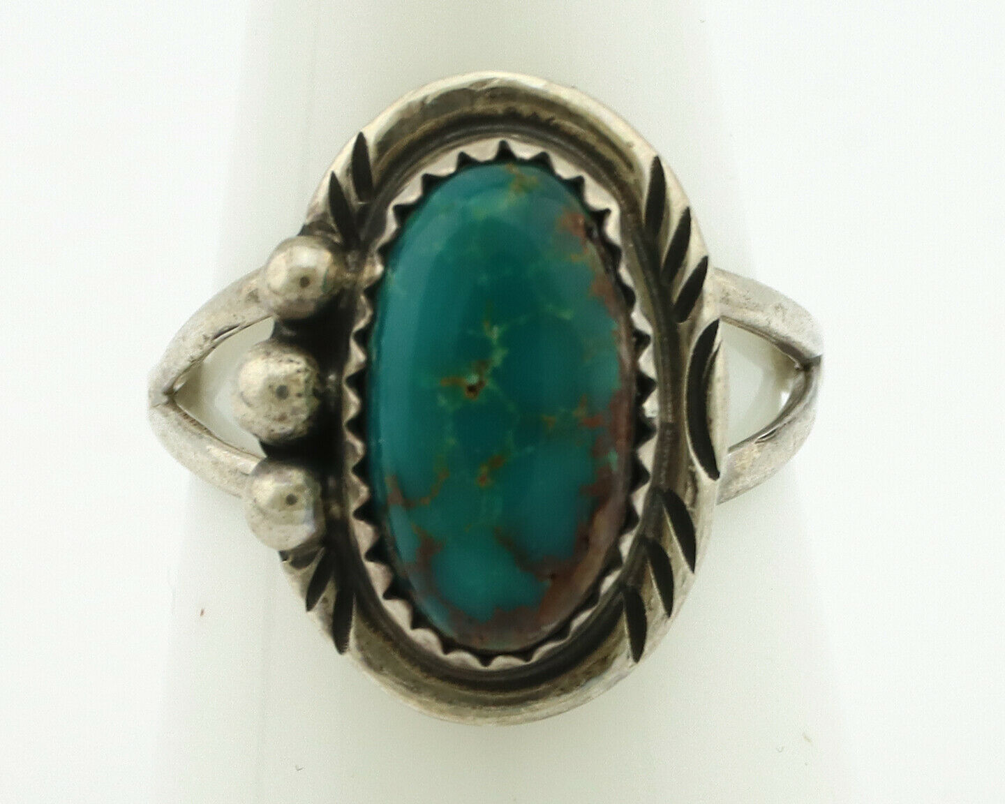 Navajo Ring .925 Silver Natural Turquoise Native American Artist C.80's