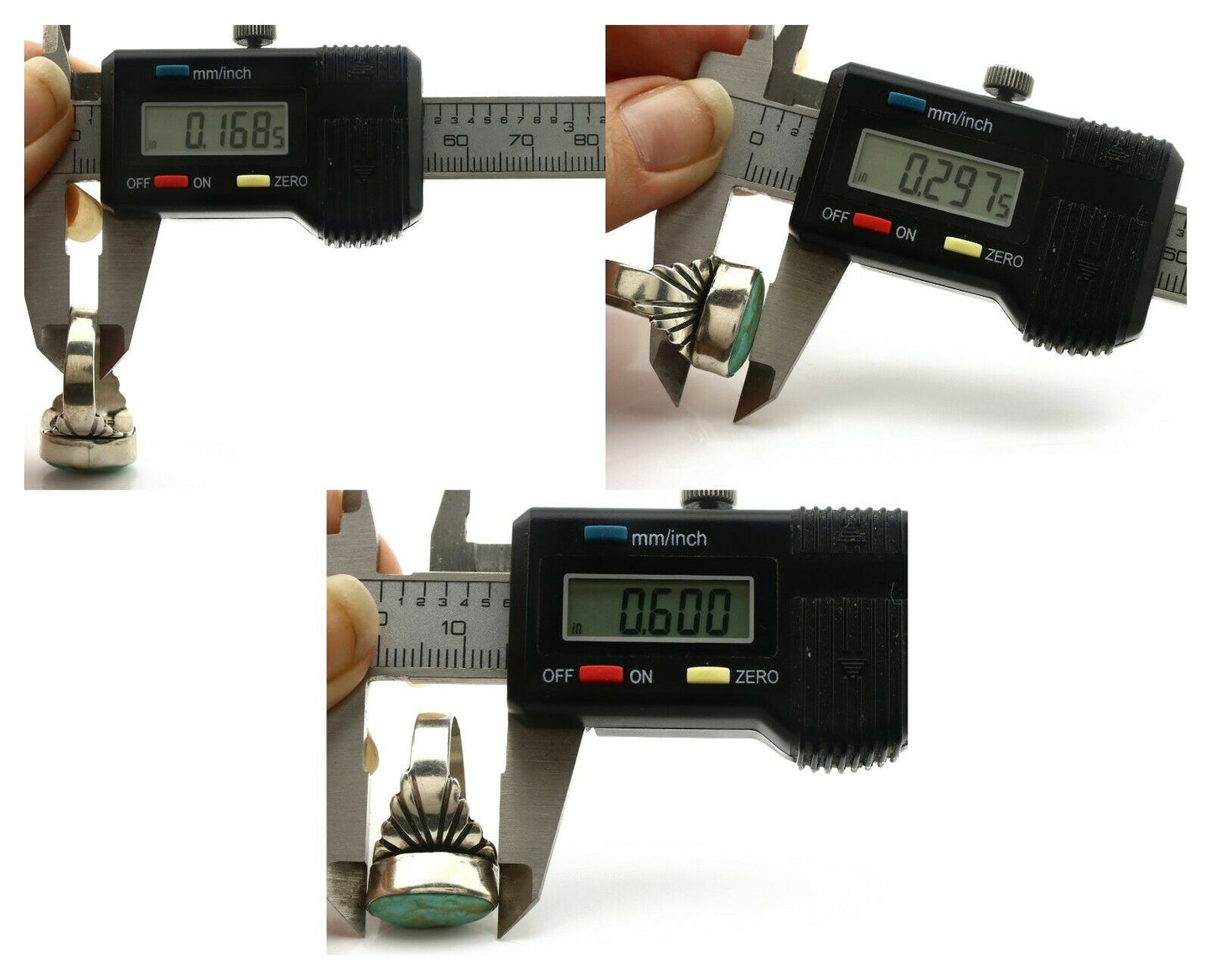 Navajo Ring .925 Silver Kingman Turquoise Artist Signed Apache C.80's