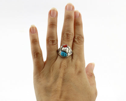 Navajo Ring .925 Silver Sleeping Beauty Turquoise Native Artist C.1980's